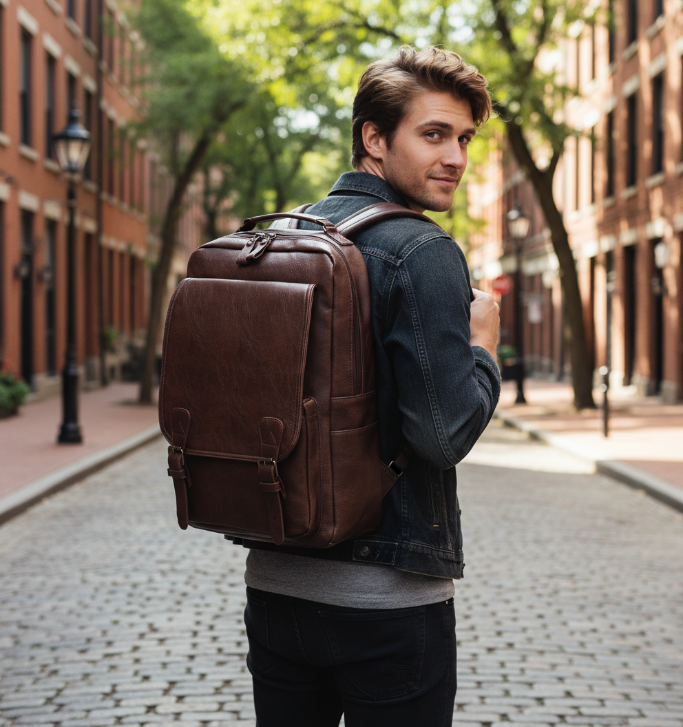 Ashbourner Retro Leather Backpack