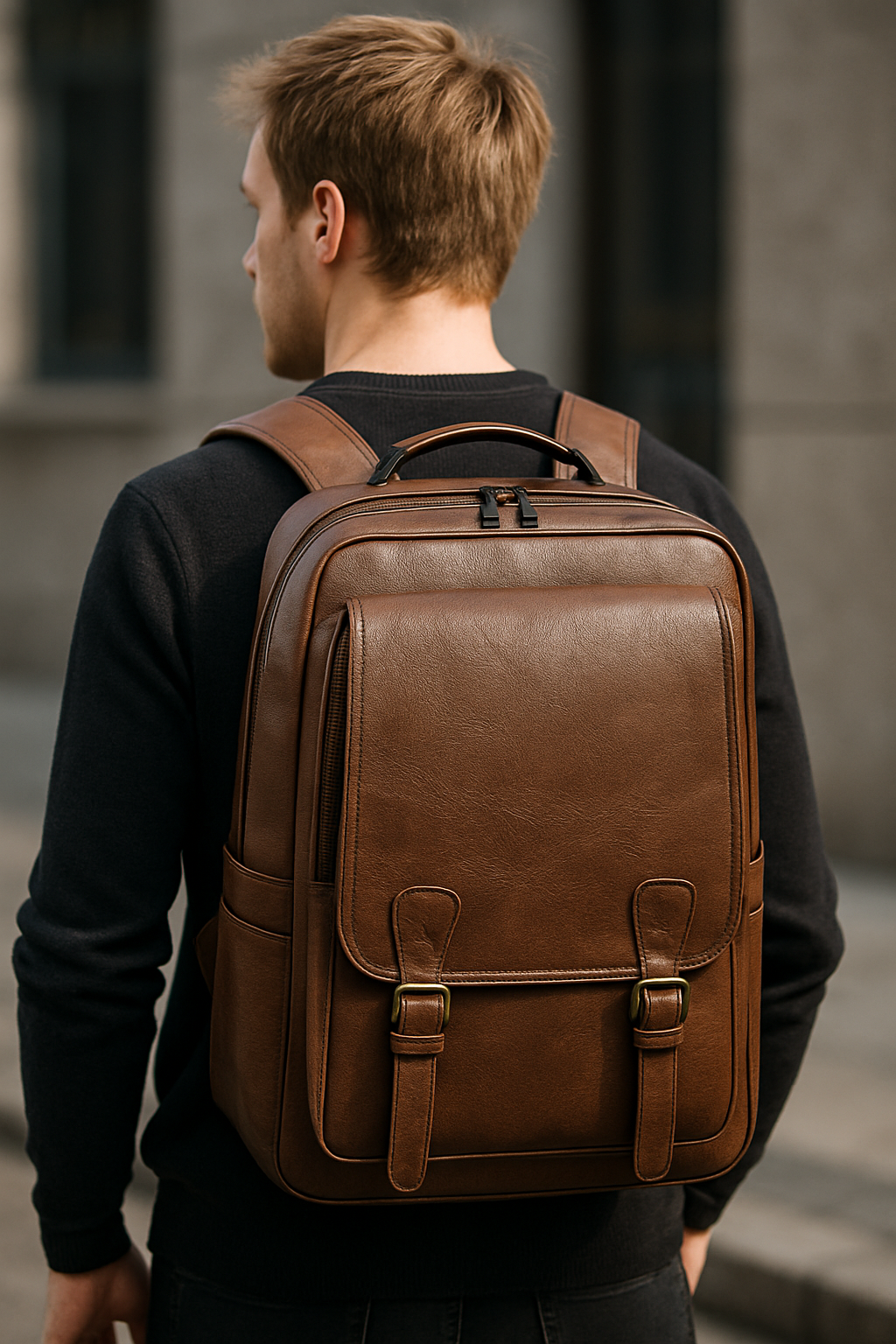Ashbourner Retro Leather Backpack