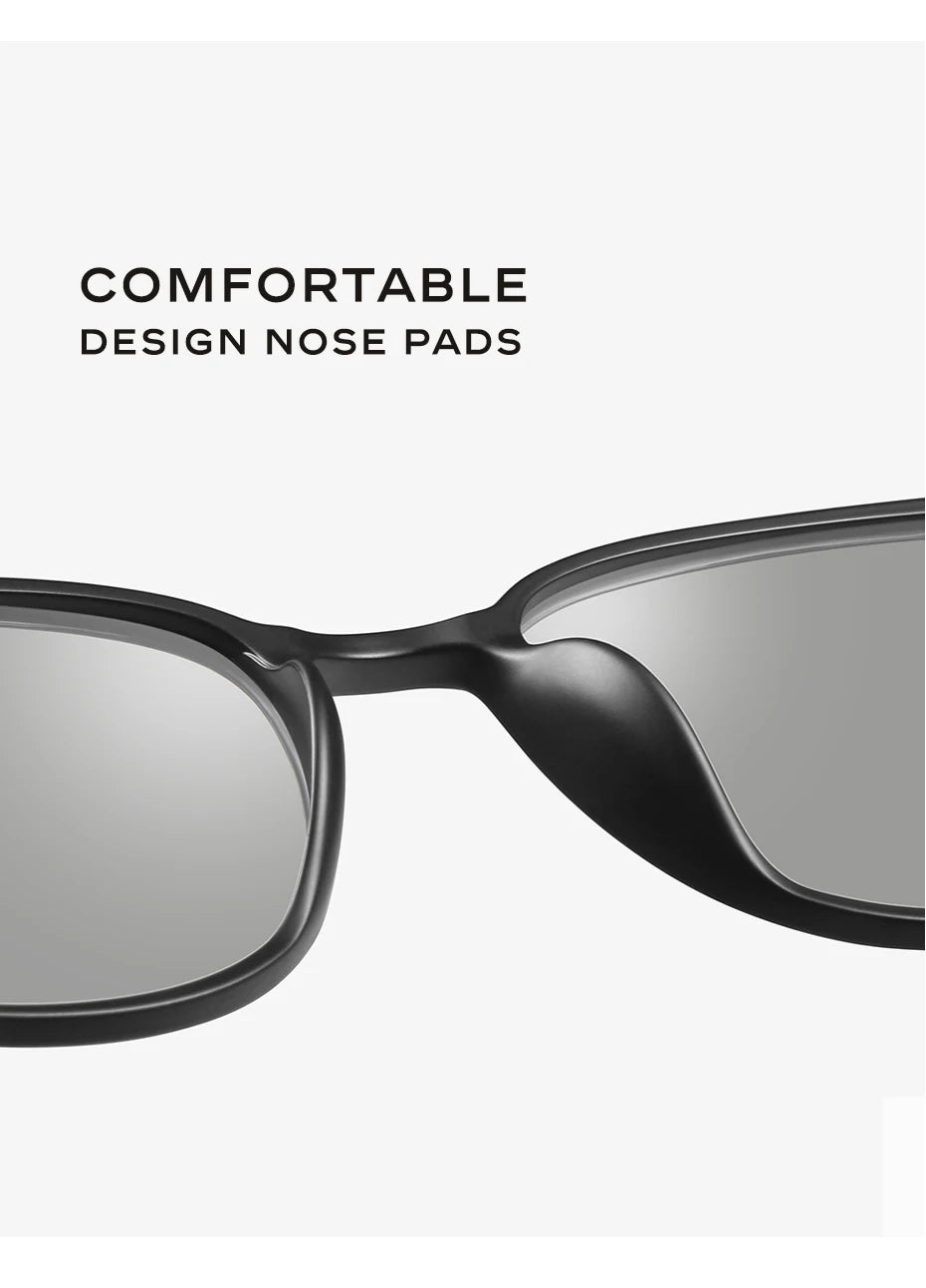 CAPONI Oval Men's Sunglasses Photochromic Polarized Sun Glasses For Men Protect UV Ray Super Light Driving Black Glasses BS520