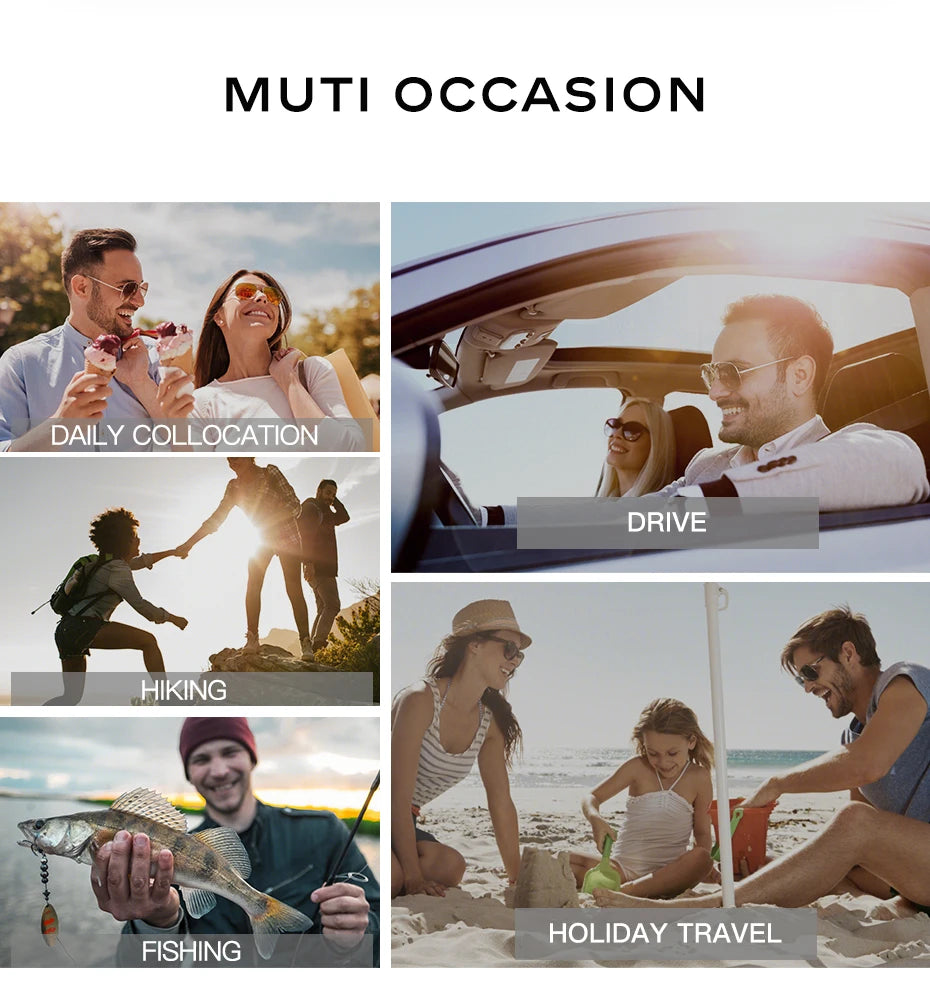 CAPONI Oval Men's Sunglasses Photochromic Polarized Sun Glasses For Men Protect UV Ray Super Light Driving Black Glasses BS520