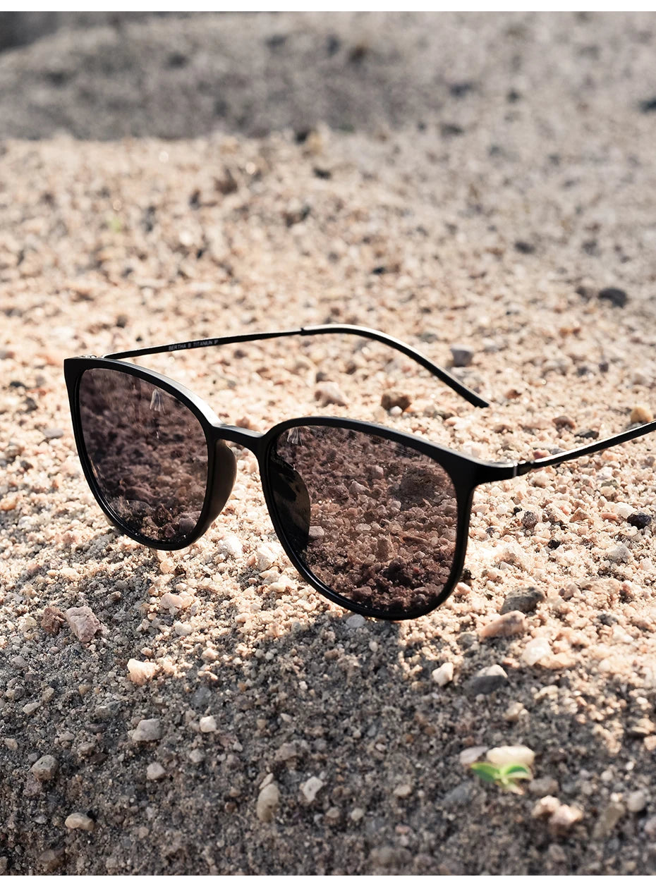 CAPONI Oval Men's Sunglasses Photochromic Polarized Sun Glasses For Men Protect UV Ray Super Light Driving Black Glasses BS520