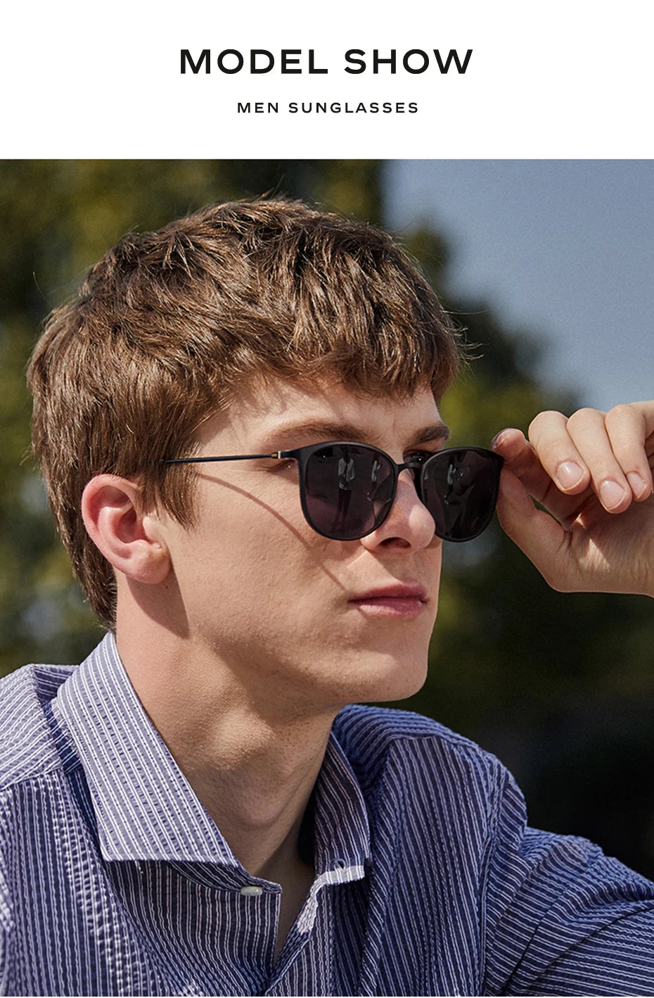 CAPONI Oval Men's Sunglasses Photochromic Polarized Sun Glasses For Men Protect UV Ray Super Light Driving Black Glasses BS520