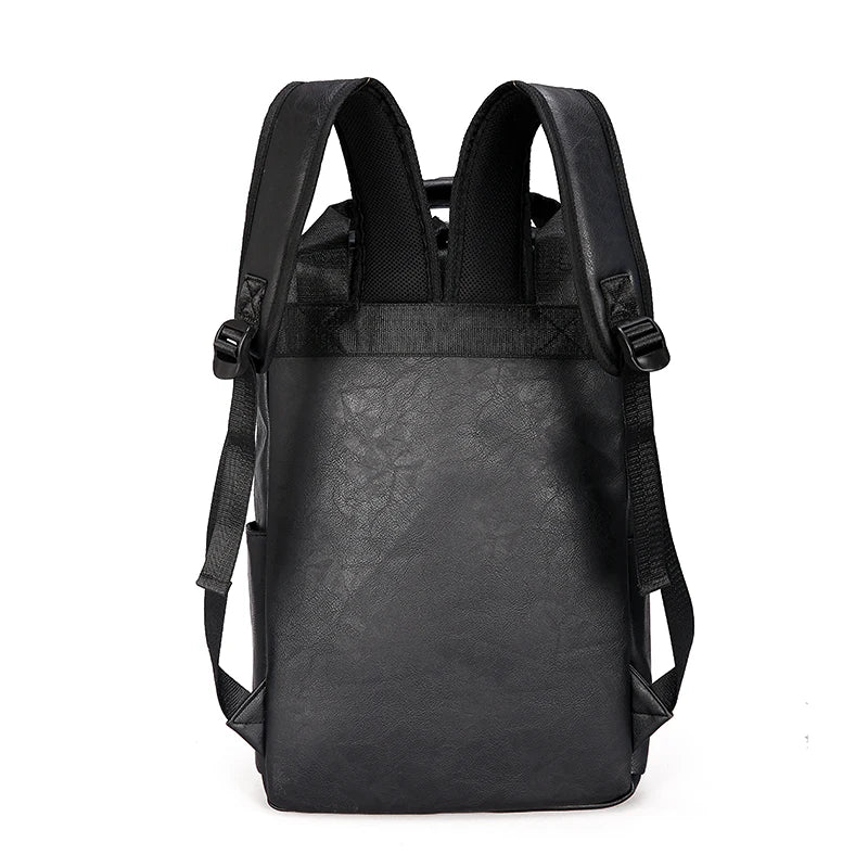 DIDA BEAR 2021 Men Backpack PU Leather Bagpack Large laptop Backpacks Male Mochilas Casual Schoolbag For Teenagers Boys Brown