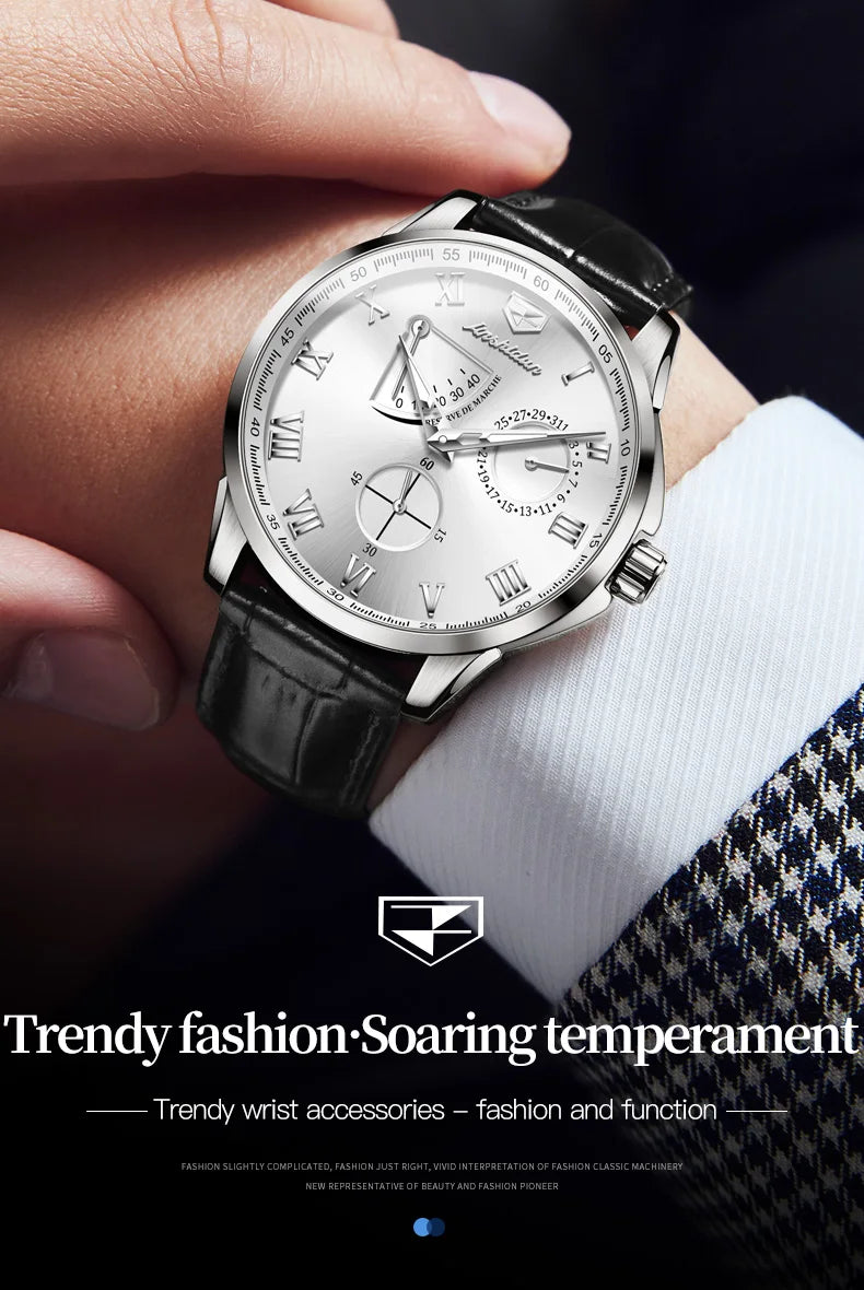 JSDUN 8921 Men's Watch Fashionable and Minimalist Business Waterproof Leather Strap Luxury Brand Automatic Mechanical Men Watch