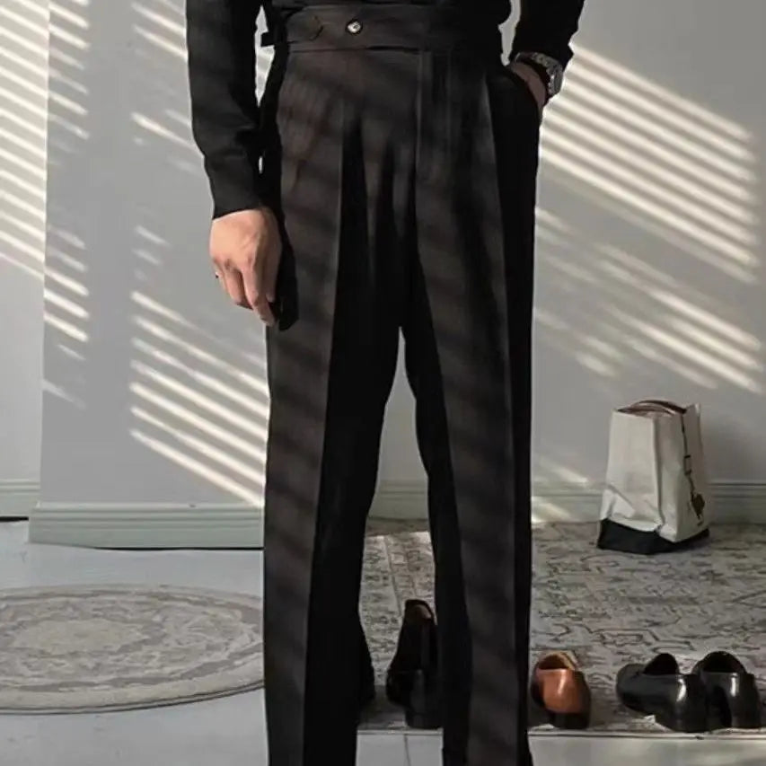 Linen Straight Business Man 9 Cropped Suits Pants Summer 2025 New in Suit Trousers for Men Fashion Luxury Spring Formal Clothes