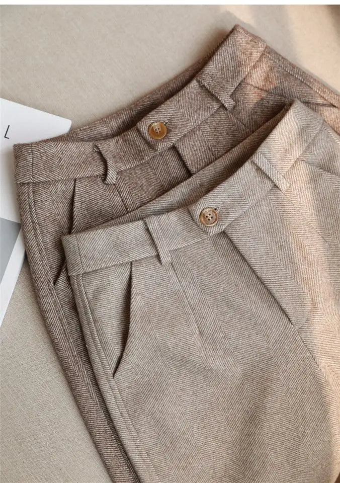 High Waist Women Suit Pants Office Ladies Harem Pencil Pants Korean Fashion Trousers Casual Button Loose Female Khaki Pants New