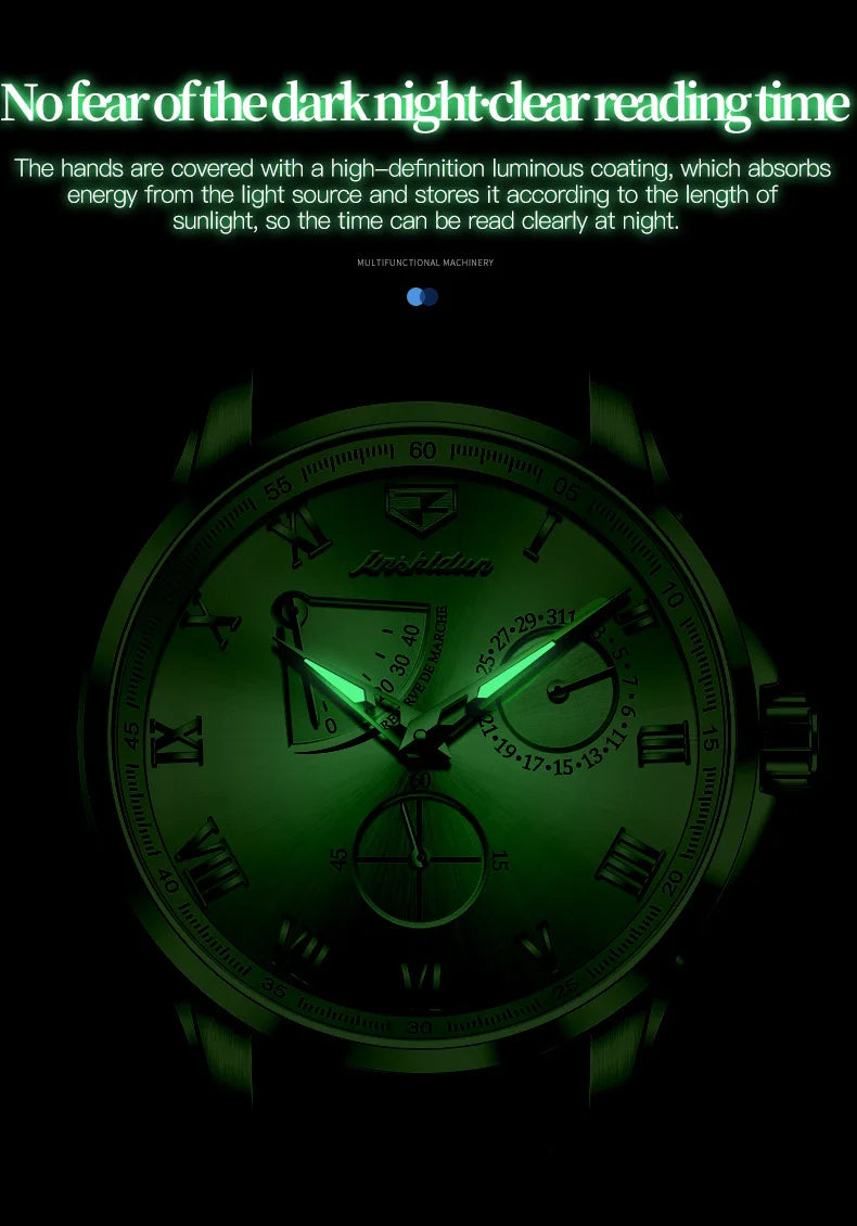 JSDUN 8921 Men's Watch Fashionable and Minimalist Business Waterproof Leather Strap Luxury Brand Automatic Mechanical Men Watch