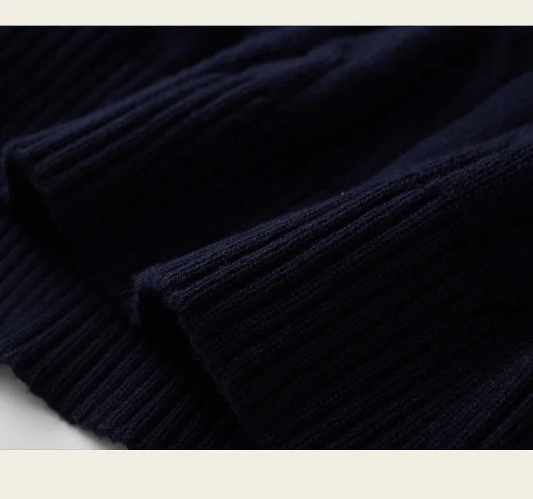 Autumn and winter retro half turtleneck zipper cashmere sweater men's loose pullover cable knit sweater coat trend