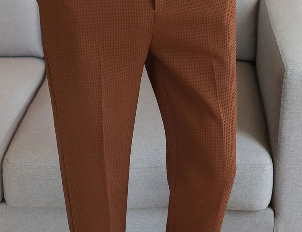 Trousers For Men Social Tailoring Slim Fit Khaki Business Waffle Tressed Work Wear Man Suits Pants Luxury Luxury Spring Clothes