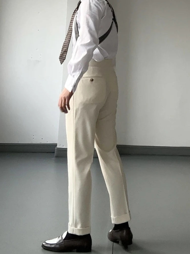 High Waist Slim Fit Business Man Suits Pants Summer 2025 Cheap Elegant Fashion Chinese Homme Up Straight Suit Trousers for Men