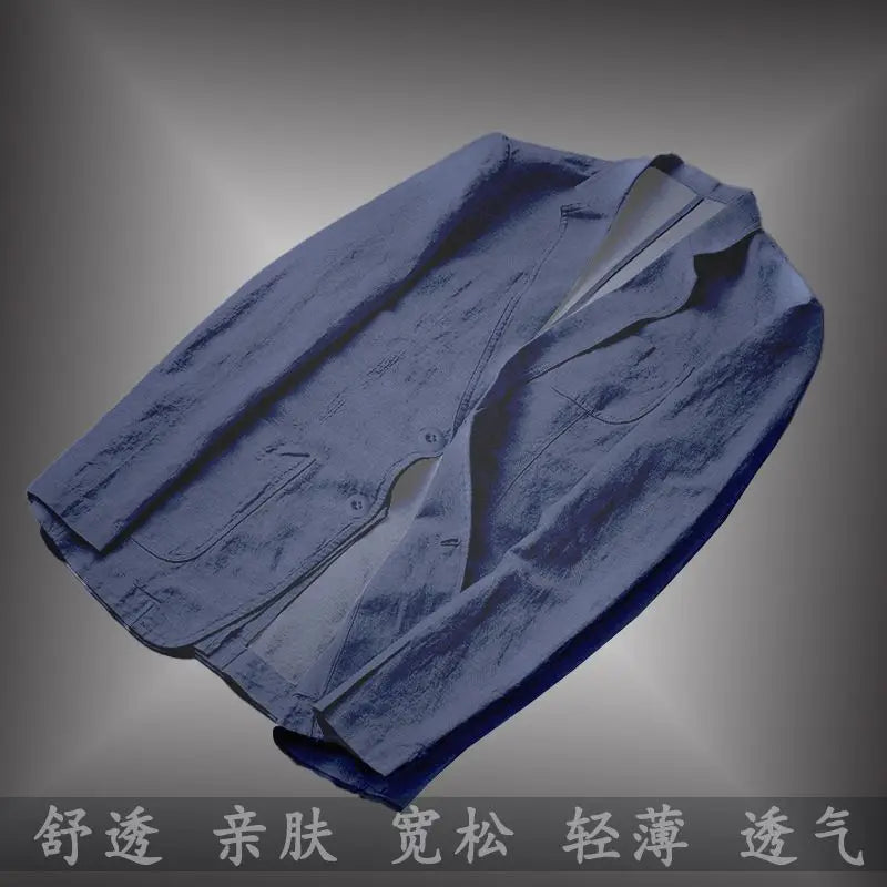 Navy Blue Linen Blazer Men Summer Casual Suit Single Jacket For Men Black Blazer Men 2023 New Casual Spring And Autumn Business