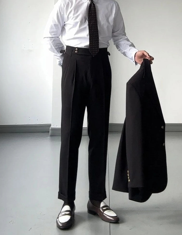 High Waist Slim Fit Business Man Suits Pants Summer 2025 Cheap Elegant Fashion Chinese Homme Up Straight Suit Trousers for Men