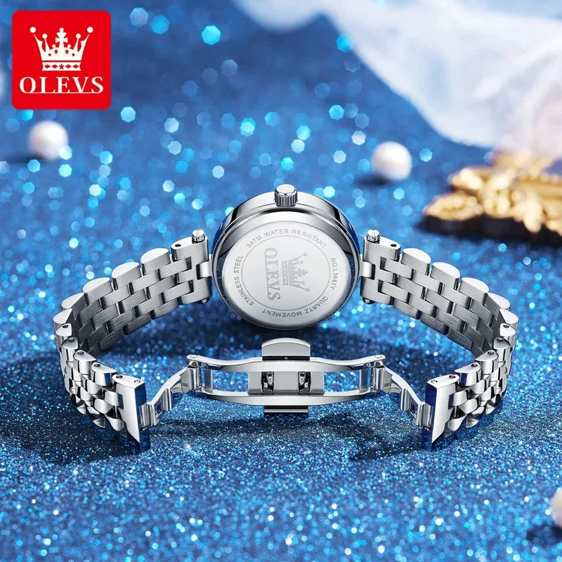 OLEVS 3641 Elegant Waterproof Ladies Quartz Watch Luminous Stainless Steel Starry Dial with Gift Box - Women's Fashion Accessory