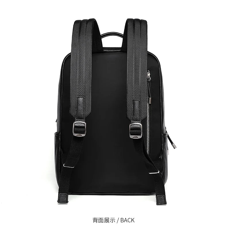 BISON DENIM New Genuine Leather Men Backpack Laptop School Backpack Bag 2025 Fashion Waterproof Travel Bag Casual Book Bag