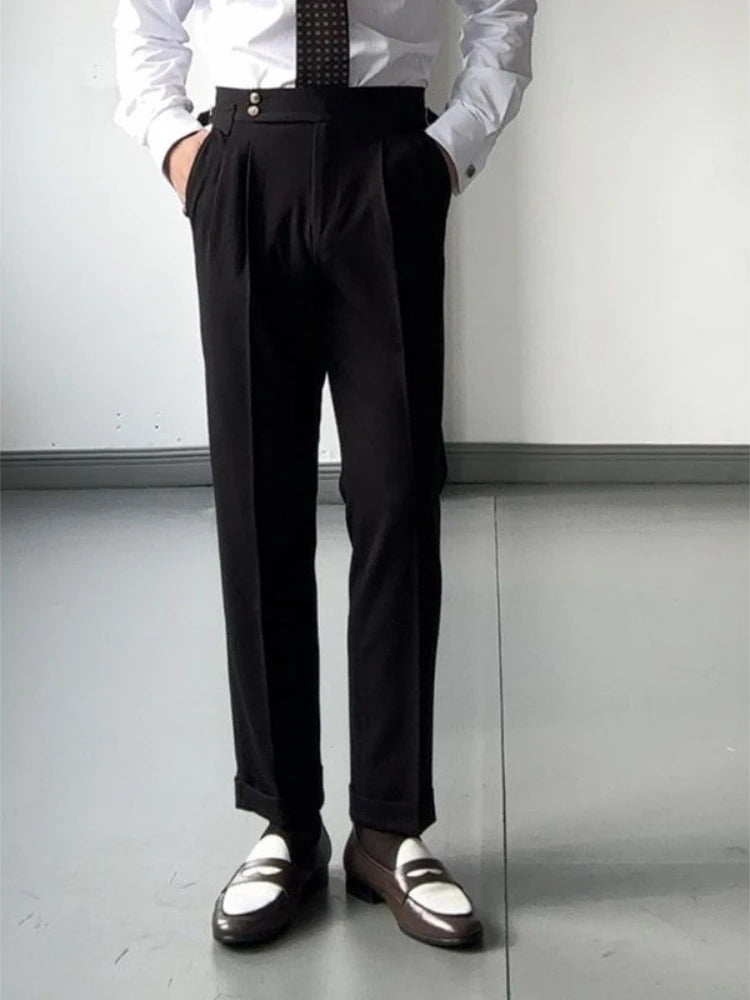 High Waist Slim Fit Business Man Suits Pants Summer 2025 Cheap Elegant Fashion Chinese Homme Up Straight Suit Trousers for Men