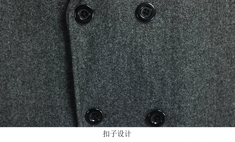 Nerazzurri Autumn Winter Grey Warm Fluffy Woolen Coat for Men Double Breasted Loose Casual Korean Fashion Wool & blends Coat