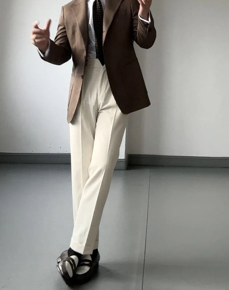 High Waist Slim Fit Business Man Suits Pants Summer 2025 Cheap Elegant Fashion Chinese Homme Up Straight Suit Trousers for Men