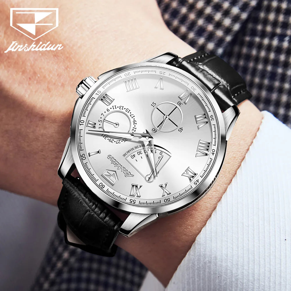 JSDUN 8921 Men's Watch Fashionable and Minimalist Business Waterproof Leather Strap Luxury Brand Automatic Mechanical Men Watch