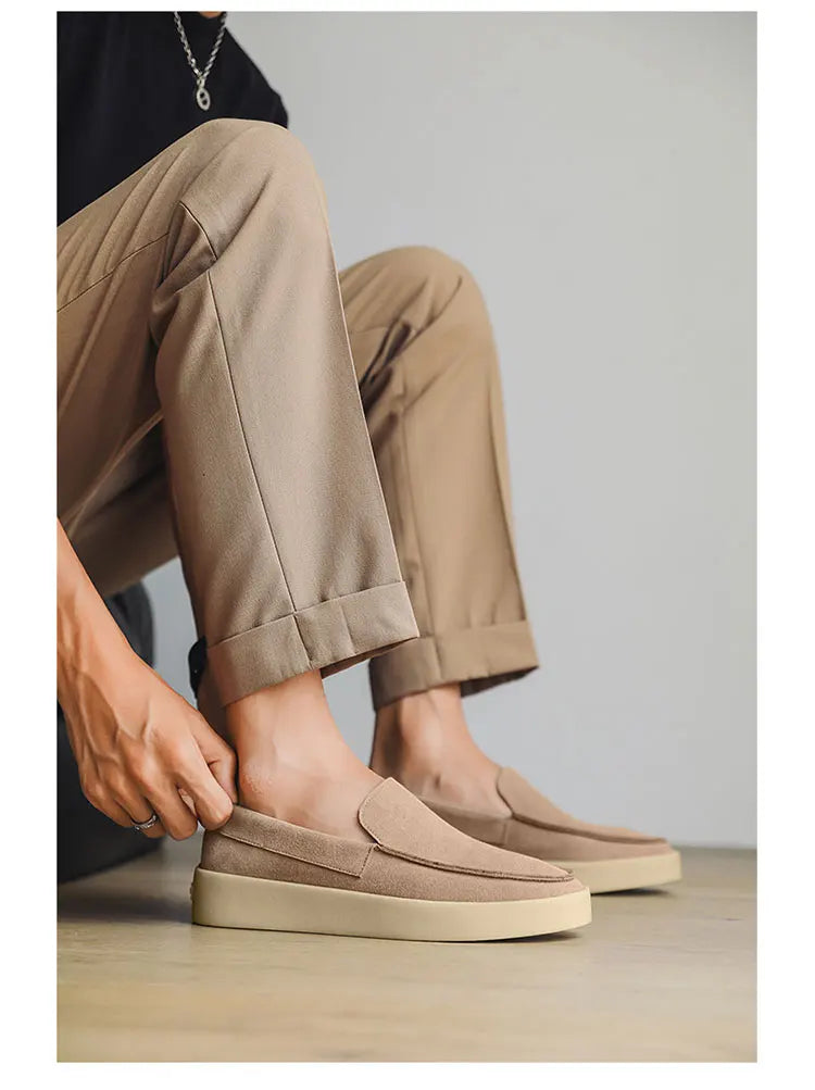 High Quality Men's Loafers Soft Suede Slip-on Shoes Man Flats Lightweight Comfortable Driving Shoes For Man Summer Casual Shoes