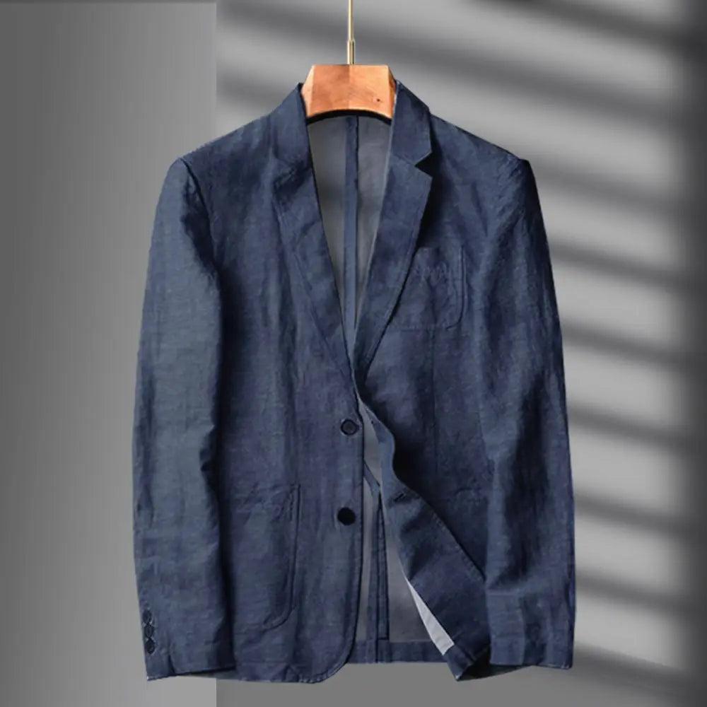 Navy Blue Linen Blazer Men Summer Casual Suit Single Jacket For Men Black Blazer Men 2023 New Casual Spring And Autumn Business