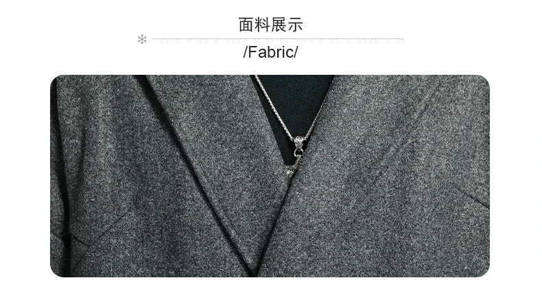 Nerazzurri Autumn Winter Grey Warm Fluffy Woolen Coat for Men Double Breasted Loose Casual Korean Fashion Wool & blends Coat