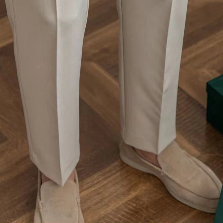 High Waist Pleated Man Suits Pants 9 Cropped Business Social Tailoring Quality Fabric Trousers for Men Classic Dress Elegant Up