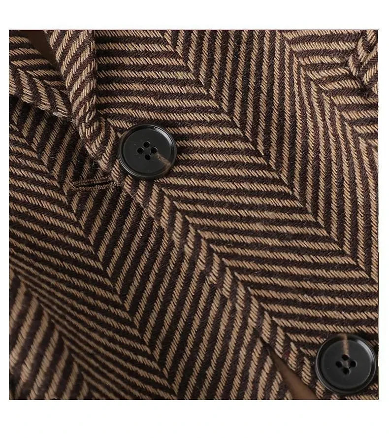 Women Coffee Stripe Formal Blazer New Long Sleeve Suit Coat Notched Collar Business Jacket Ladies Office Blazers Outerwear 4XL