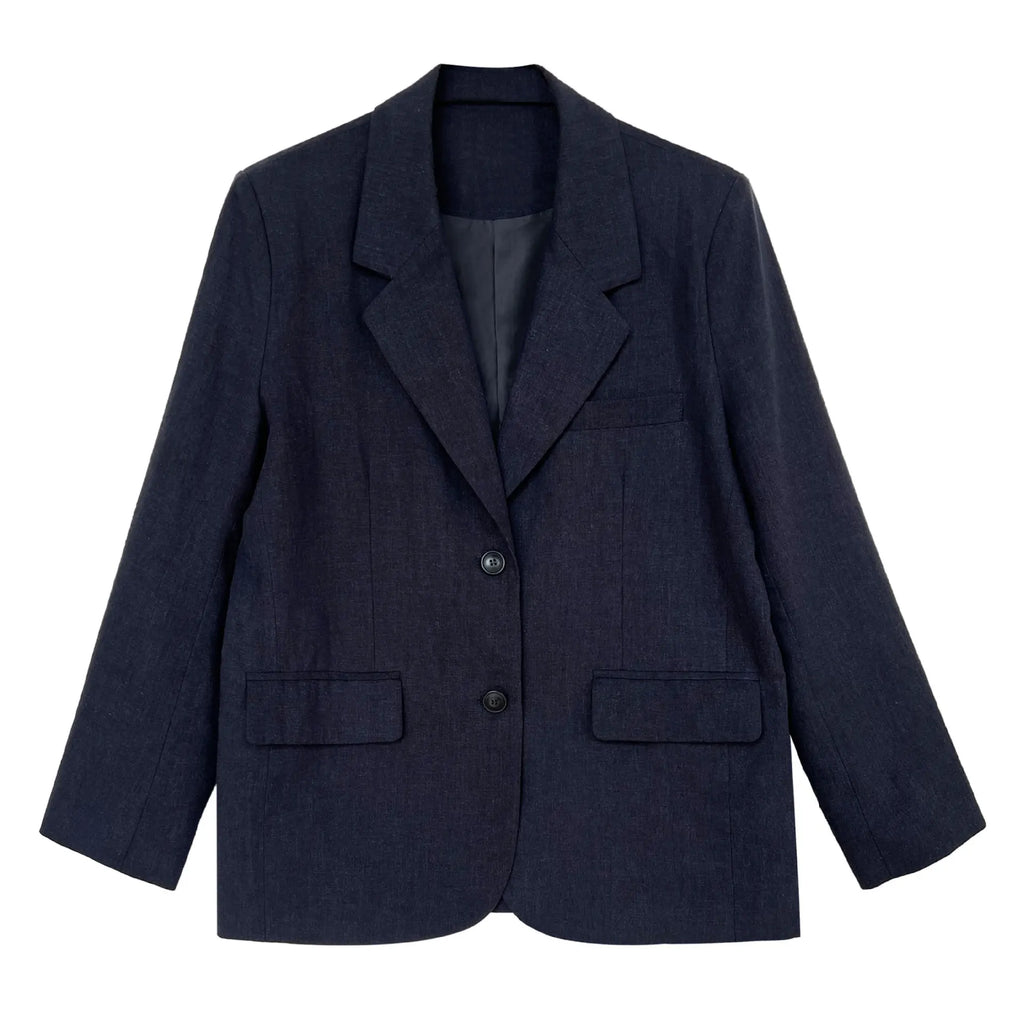 Lyocell And Linen Blended Women Autumn Blazer Coat Fashion Blazer Feminino Coat Casaco Feminino Tops For Women Clothes