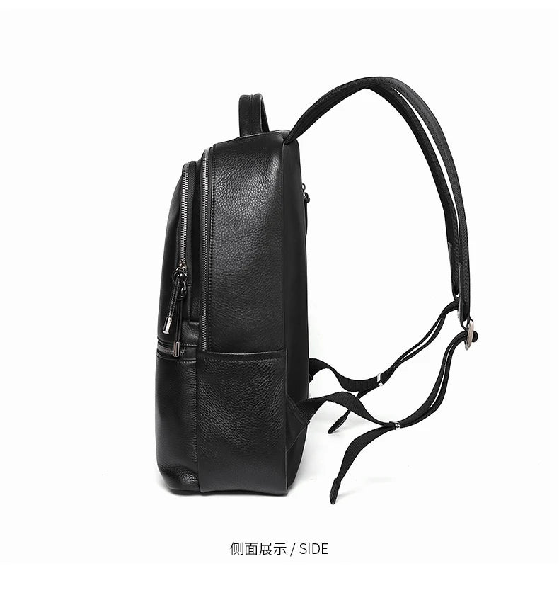 BISON DENIM New Genuine Leather Men Backpack Laptop School Backpack Bag 2025 Fashion Waterproof Travel Bag Casual Book Bag