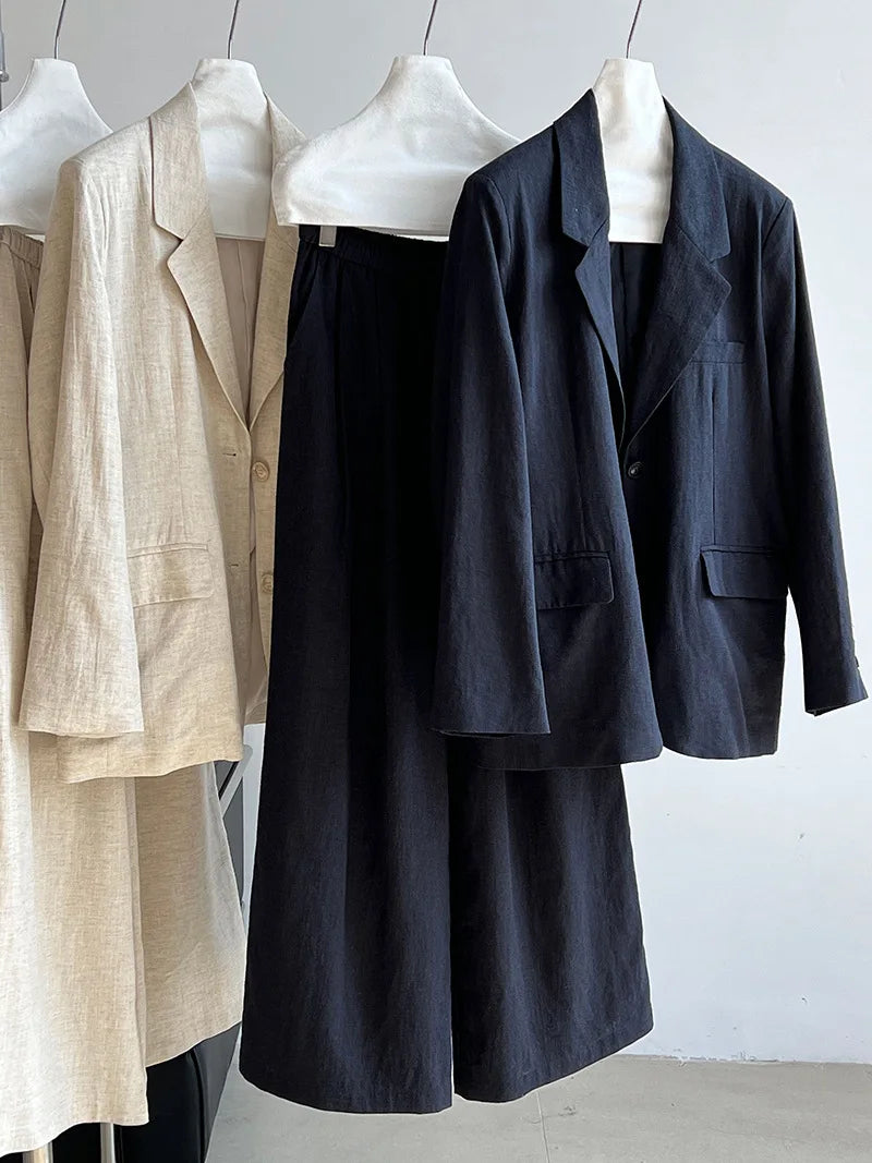 Lyocell And Linen Blended Women Autumn Blazer Coat Fashion Blazer Feminino Coat Casaco Feminino Tops For Women Clothes