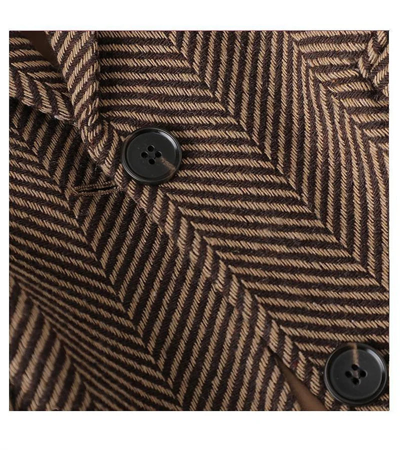 Women Coffee Stripe Formal Blazer New Long Sleeve Suit Coat Notched Collar Business Jacket Ladies Office Blazers Outerwear 4XL