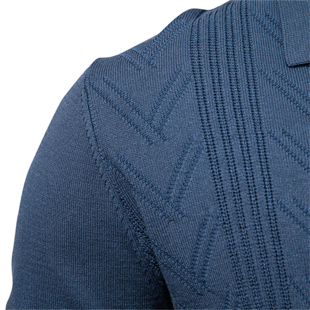 AIOPESON 2025 Modern V-neck Polo Men Solid Color Long Sleeve Fashion Forward Cut Luxury Business Social Premium Sweaters Male