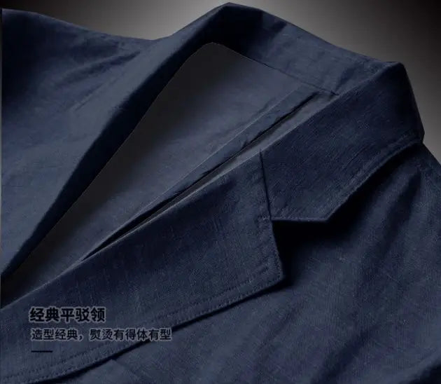 Navy Blue Linen Blazer Men Summer Casual Suit Single Jacket For Men Black Blazer Men 2023 New Casual Spring And Autumn Business