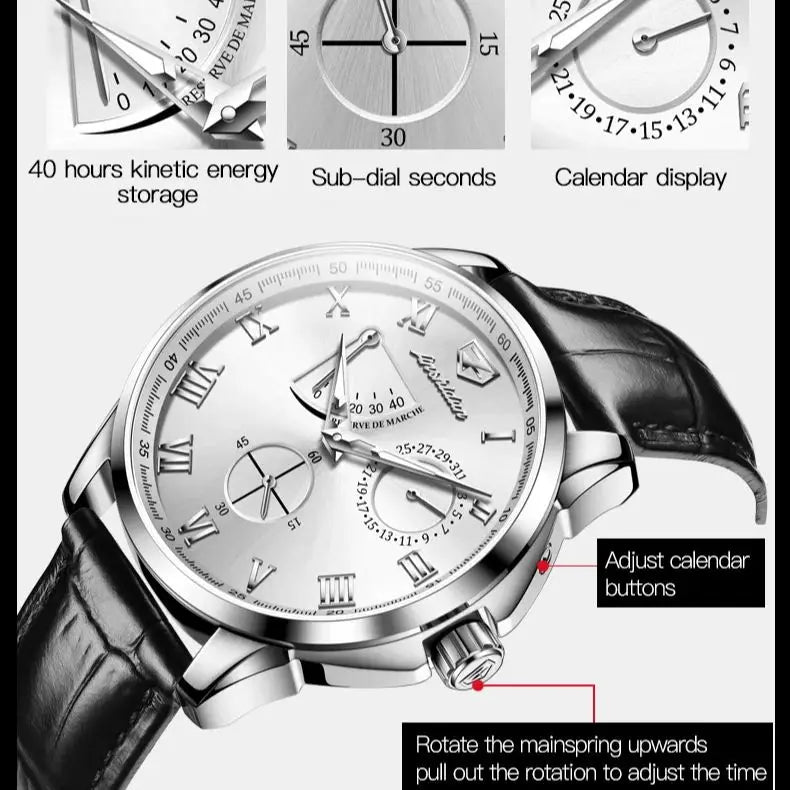 JSDUN 8921 Men's Watch Fashionable and Minimalist Business Waterproof Leather Strap Luxury Brand Automatic Mechanical Men Watch