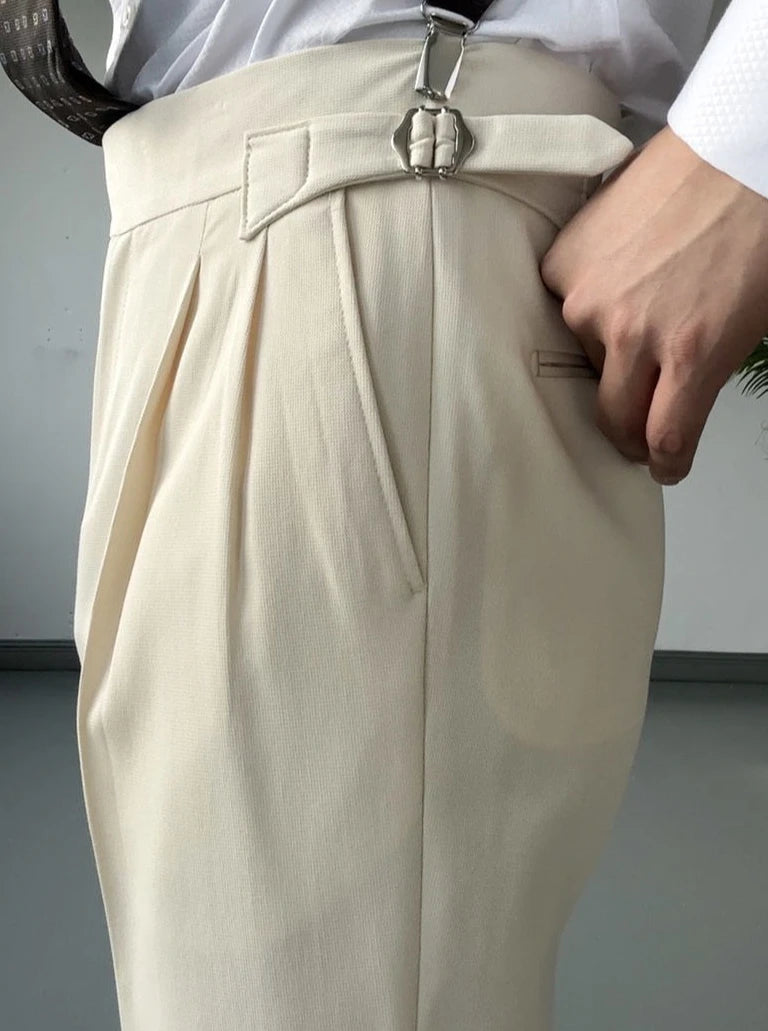 High Waist Slim Fit Business Man Suits Pants Summer 2025 Cheap Elegant Fashion Chinese Homme Up Straight Suit Trousers for Men