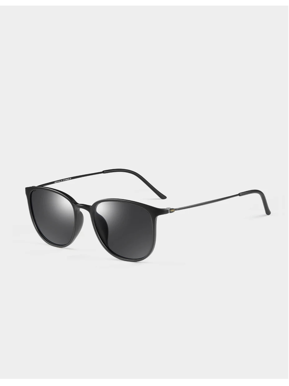 CAPONI Oval Men's Sunglasses Photochromic Polarized Sun Glasses For Men Protect UV Ray Super Light Driving Black Glasses BS520