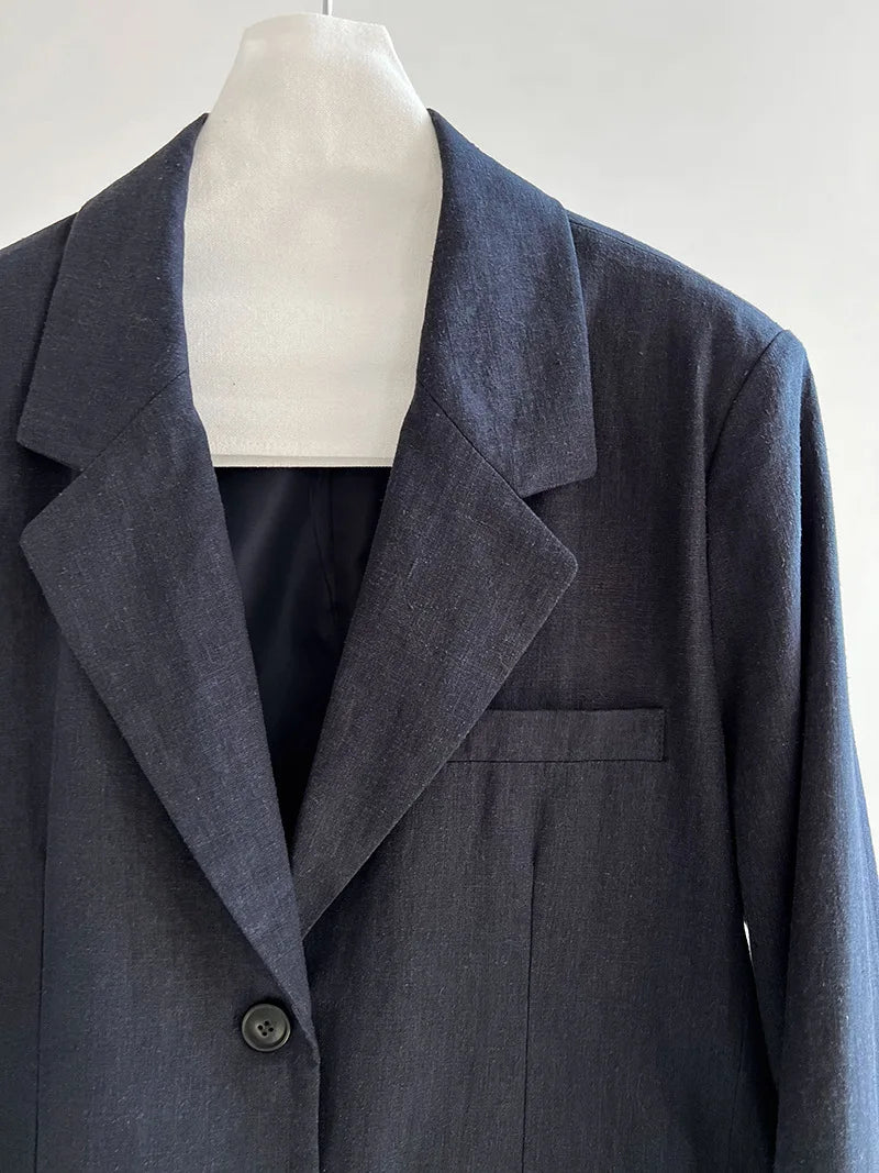 Lyocell And Linen Blended Women Autumn Blazer Coat Fashion Blazer Feminino Coat Casaco Feminino Tops For Women Clothes