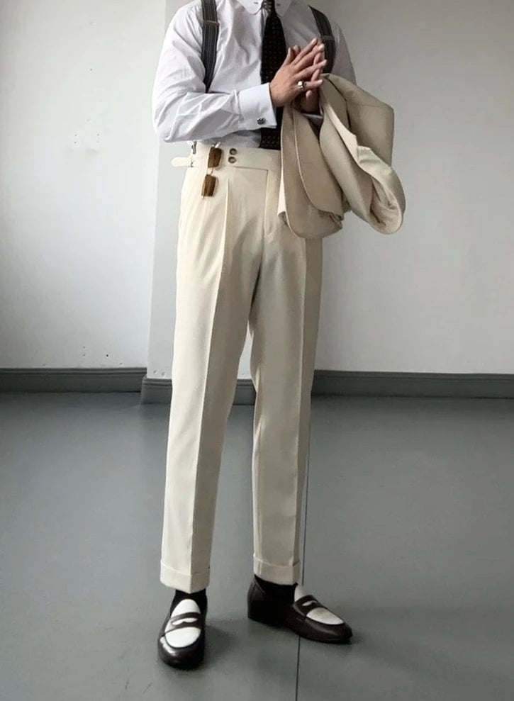 High Waist Slim Fit Business Man Suits Pants Summer 2025 Cheap Elegant Fashion Chinese Homme Up Straight Suit Trousers for Men