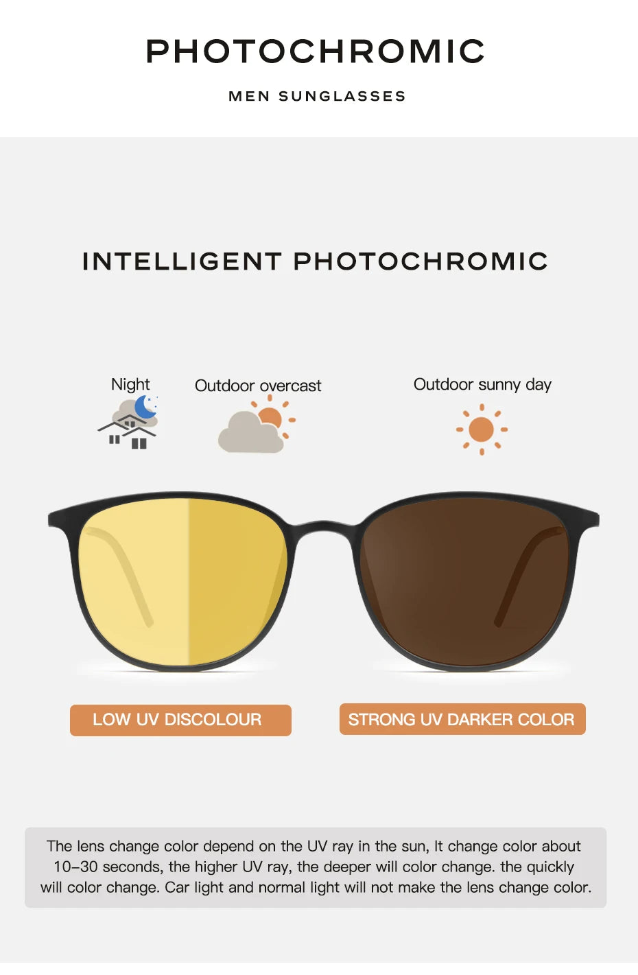 CAPONI Men Sunglasses Photochromic β Titanium Leg TR Frame Vintage Outdoor Eye Glasses Night Vision  Male Sun Glasses BSYS520