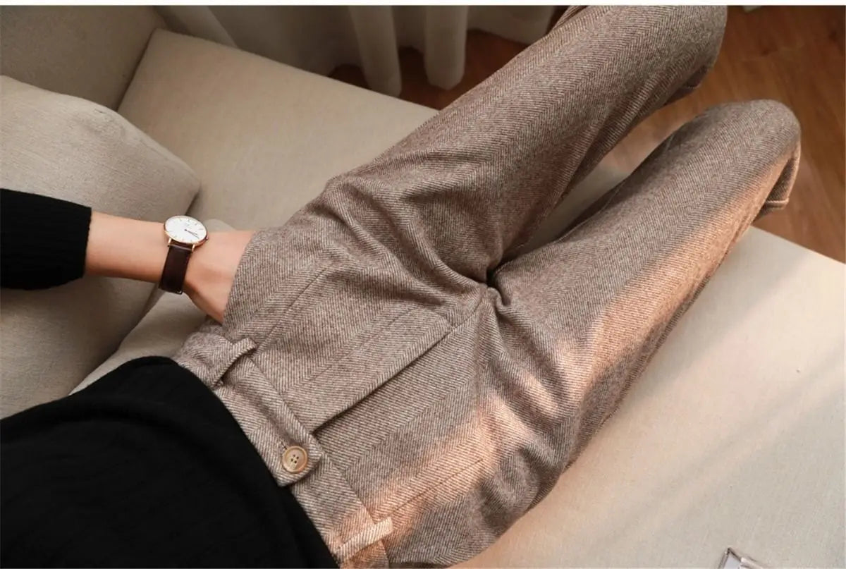 High Waist Women Suit Pants Office Ladies Harem Pencil Pants Korean Fashion Trousers Casual Button Loose Female Khaki Pants New