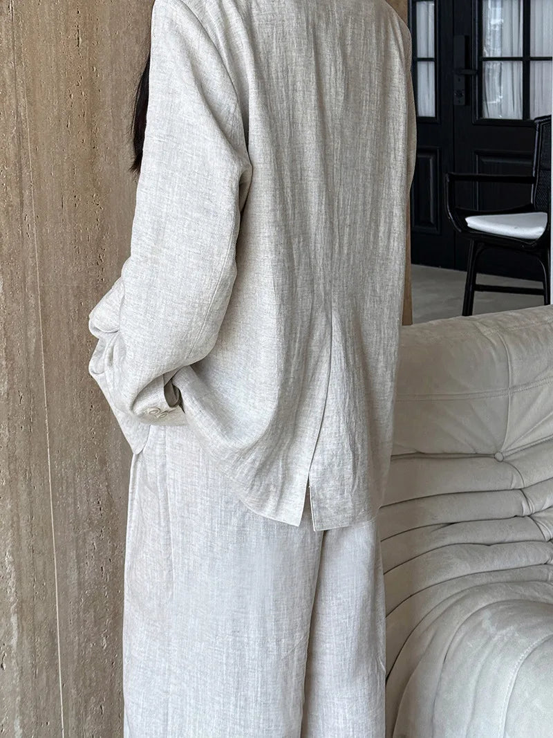 Lyocell And Linen Blended Women Autumn Blazer Coat Fashion Blazer Feminino Coat Casaco Feminino Tops For Women Clothes