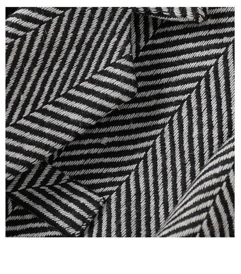 Women Coffee Stripe Formal Blazer New Long Sleeve Suit Coat Notched Collar Business Jacket Ladies Office Blazers Outerwear 4XL