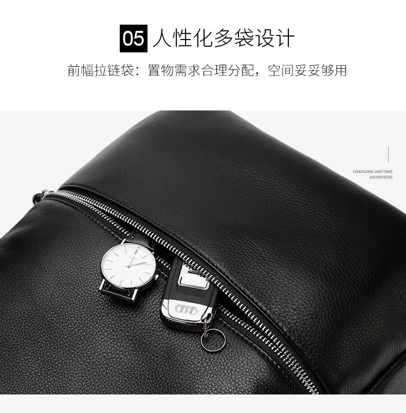 BISON DENIM New Genuine Leather Men Backpack Laptop School Backpack Bag 2025 Fashion Waterproof Travel Bag Casual Book Bag