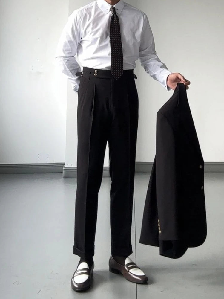 High Waist Slim Fit Business Man Suits Pants Summer 2025 Cheap Elegant Fashion Chinese Homme Up Straight Suit Trousers for Men