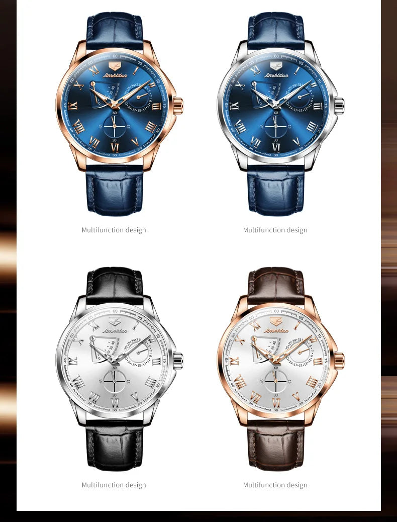 JSDUN 8921 Men's Watch Fashionable and Minimalist Business Waterproof Leather Strap Luxury Brand Automatic Mechanical Men Watch
