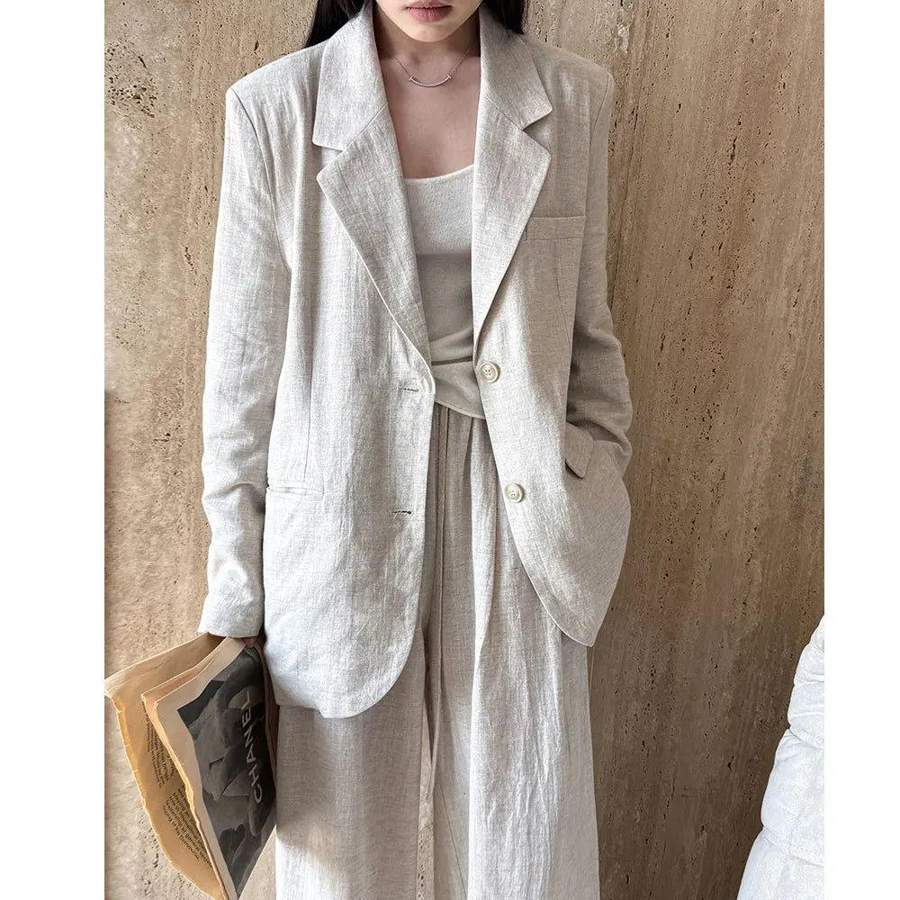 Lyocell And Linen Blended Women Autumn Blazer Coat Fashion Blazer Feminino Coat Casaco Feminino Tops For Women Clothes