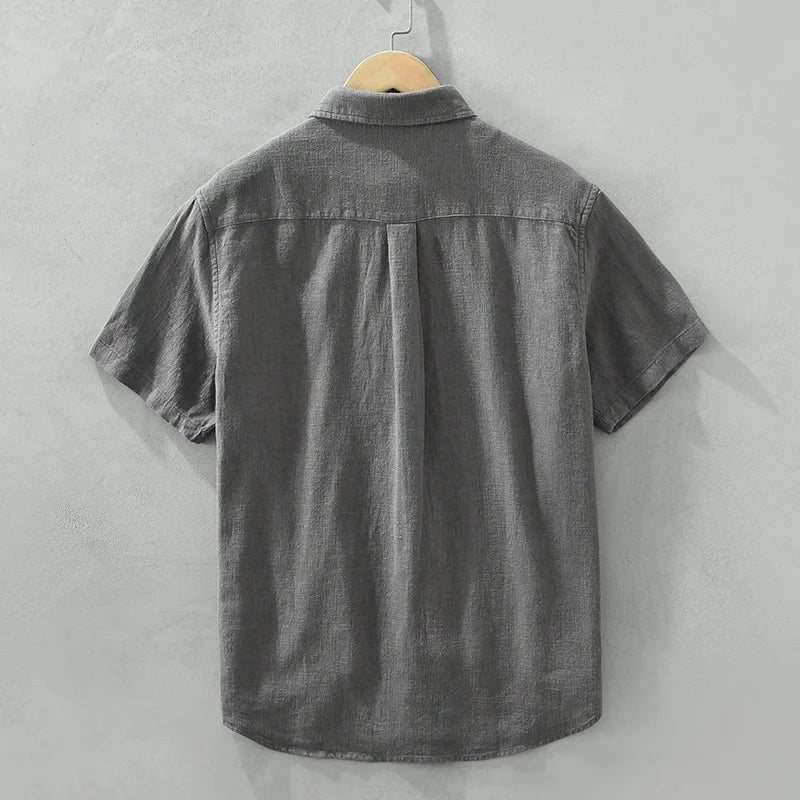Summer New Linen Cotton Casual Shirt for Men Clothing Vintage Short Sleeve Streetwear C2759