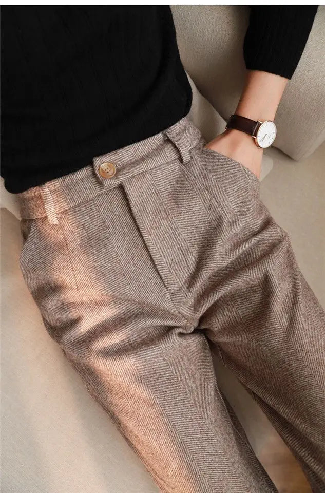 High Waist Women Suit Pants Office Ladies Harem Pencil Pants Korean Fashion Trousers Casual Button Loose Female Khaki Pants New
