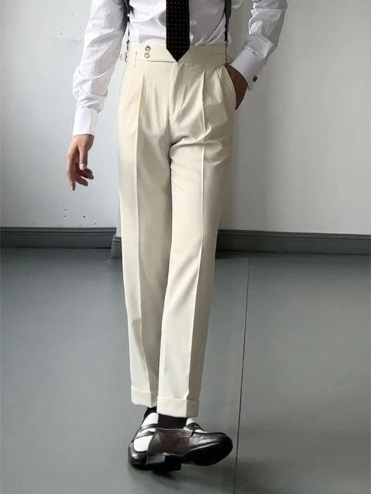 High Waist Slim Fit Business Man Suits Pants Summer 2025 Cheap Elegant Fashion Chinese Homme Up Straight Suit Trousers for Men