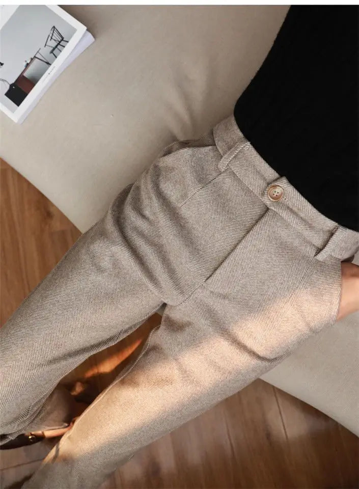 High Waist Women Suit Pants Office Ladies Harem Pencil Pants Korean Fashion Trousers Casual Button Loose Female Khaki Pants New